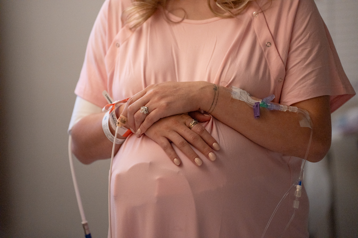 mom waiting at hospital birth pre labor